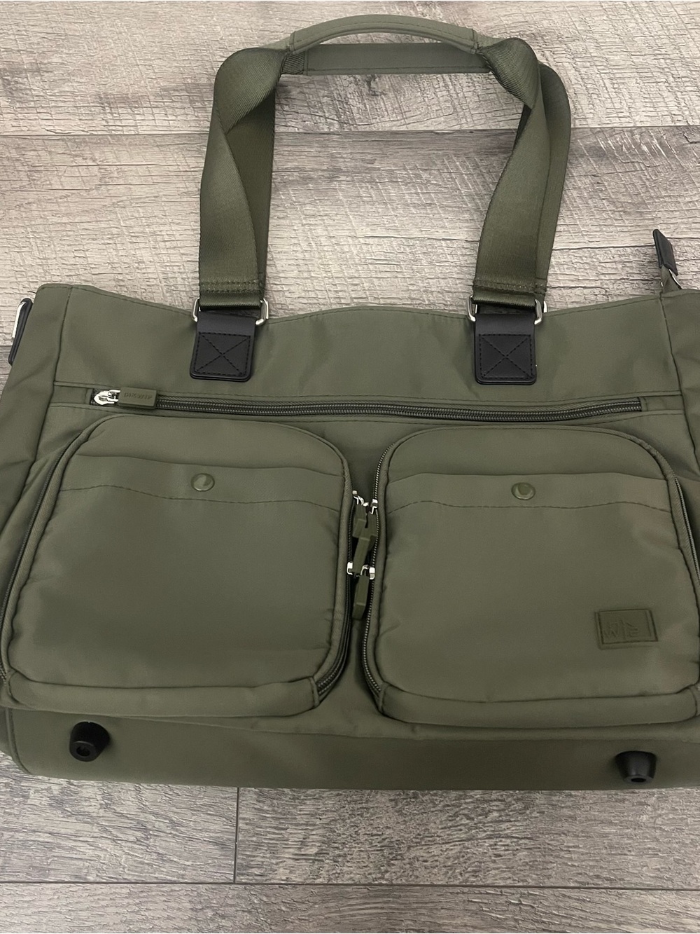 IHKWIP Military Olive Green Nylon Cargo CatchAll Tote  Utility Travel Bag